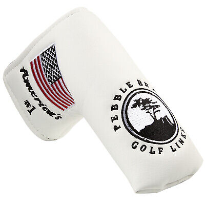 Golf Club Blade Mallet Putter Head Cover Pebble Beach America #1 Red Blue White