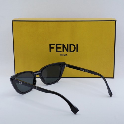 Pre-owned Fendi Fe40089i 01c Shiny Black/smoke Mirror Pattern 53-19-140 Sunglasses ...