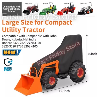Heavy Duty Tractor Cover Waterproof for John Deere Kubota Bobcat Compact Tractor