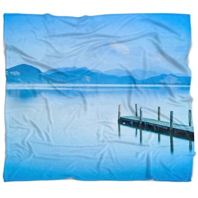 Designart 'Beautiful Pier in Sea' Seascape Throw Blanket Blue 71 in. x 59 in.