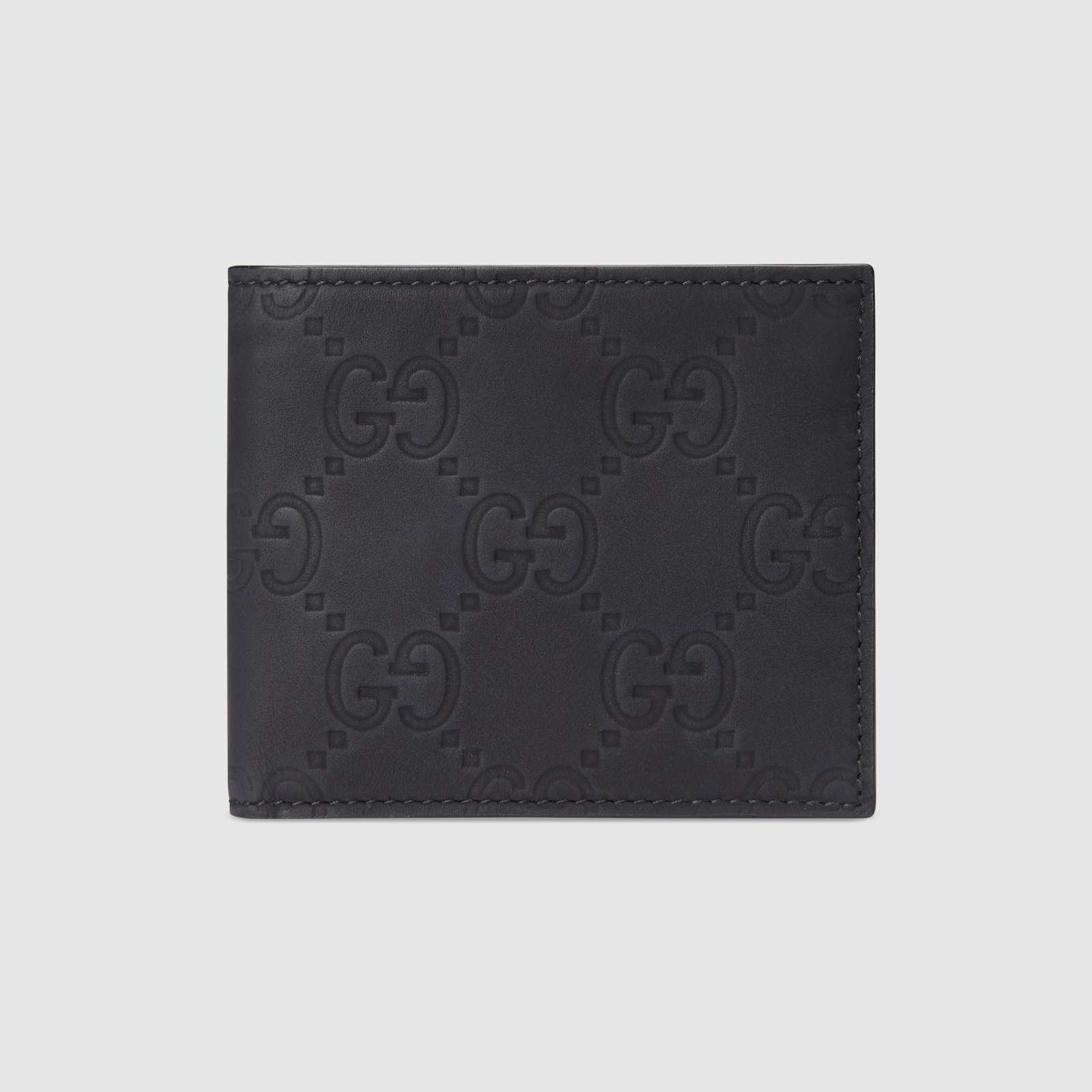 Authentic GUCCI GG Rubber-Effect Black Bifold Wallet - New
