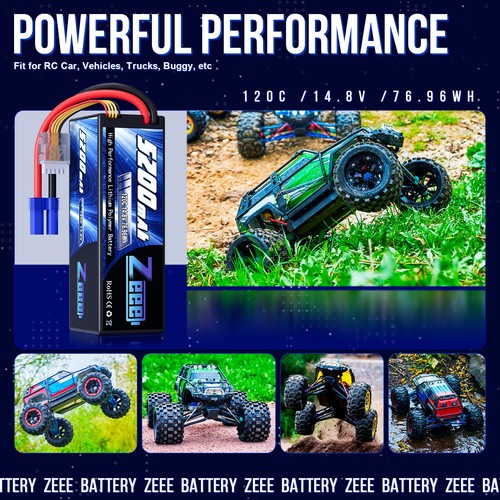 2x Zeee 14.8V 4S LiPo Battery 5200mAh 120C EC5 for RC Car Truck Crawler Monster