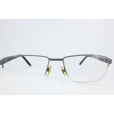 Sance Gunmetal Gray Semi Rimless Rectangular Eyeglass Frames Matte Black Temples