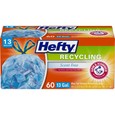 Hefty Recycling Tall Kitchen Trash Bags, Blue, 13 Gallon, 60 Count