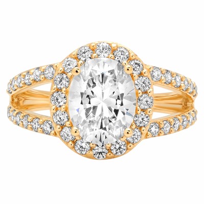 Pre-owned Pucci 2.24 Ct Oval Cut Halo Solitaire Engagement Bridal Wedding Ring 14k Yellow Gold In White/colorless