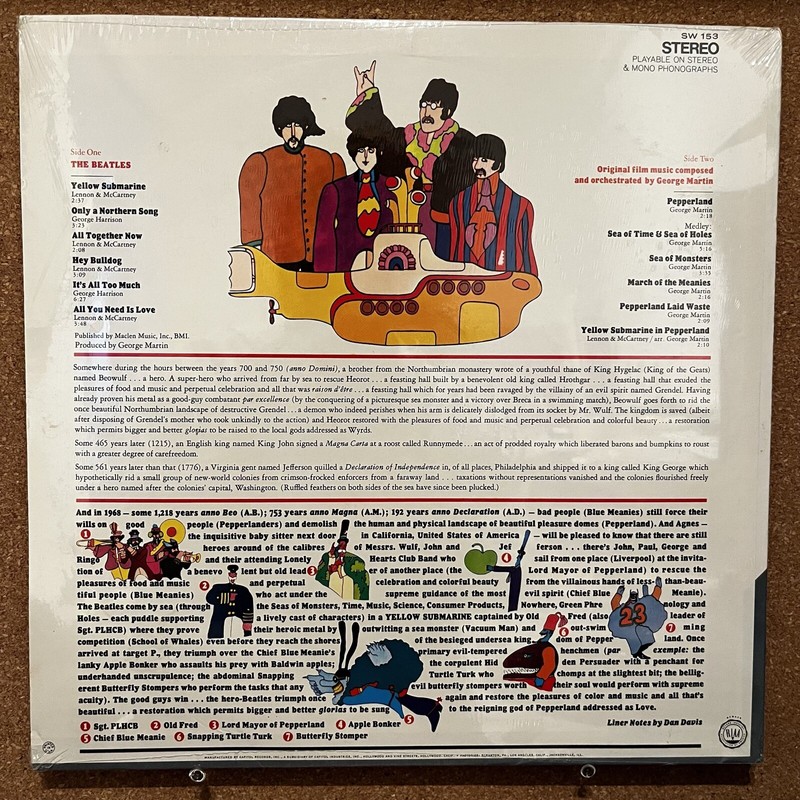 The Beatles “Yellow Submarine” SEALED 1969 1st PRESS US