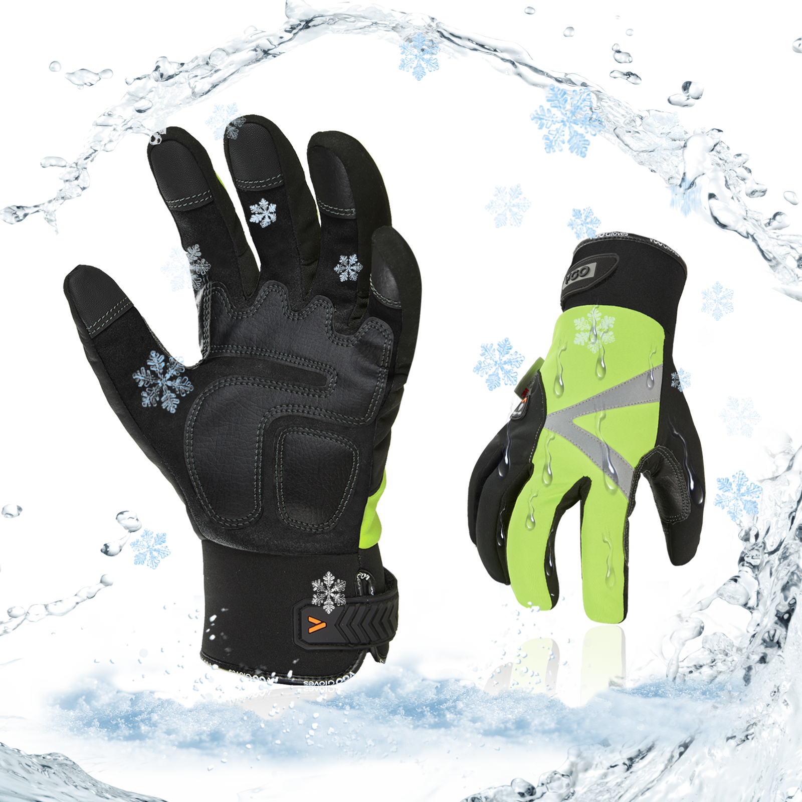 Vgo 1/2Pairs -4℉ Lined Touchscreen Waterproof Winter Work Gloves (SL8777FW-B/-Y)