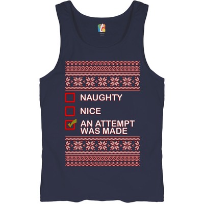 An Attempt Was Made Ugly Sweater Tank Top Christmas Naughty or Nice Men's Top