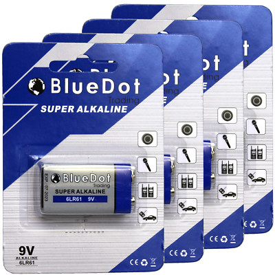 NEW! 4-Pack ~ 9 Volt 9v Alkaline BlueDot Battery ~ Mics Power CB Ham Radio USA