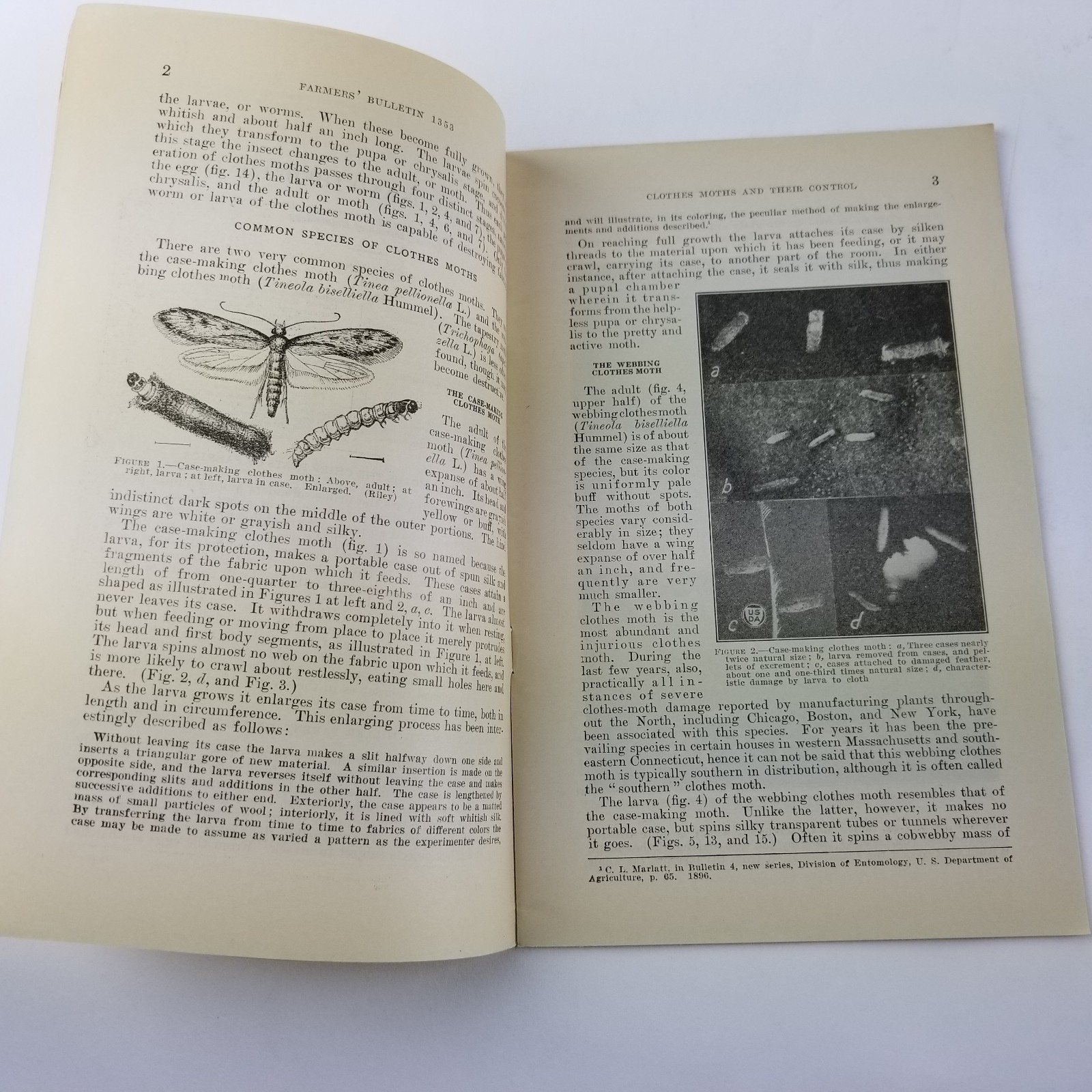 US Department of Agriculture Farmers Bulletin 1353 Clothes Moths & Their Control