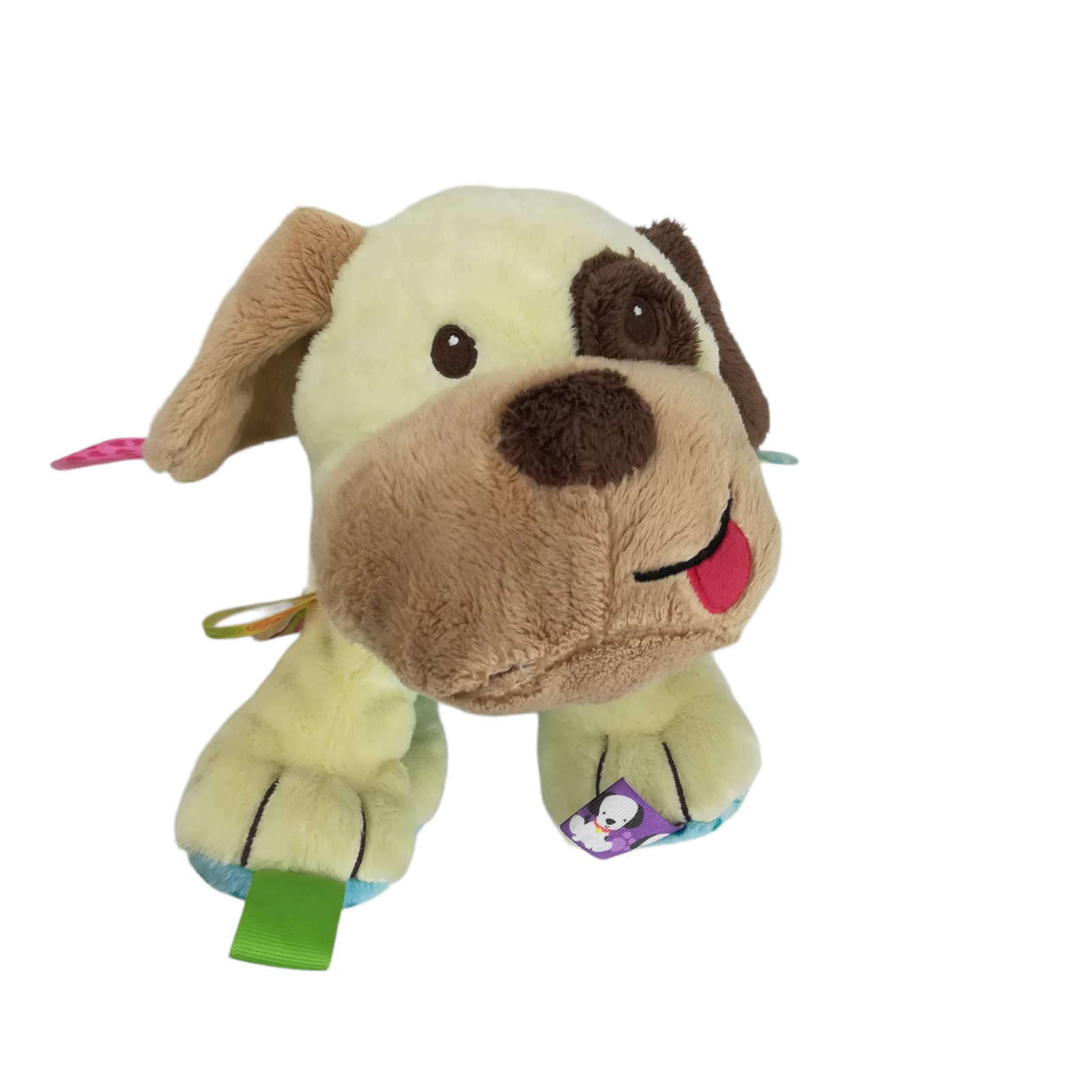 Taggies Puppy Dog Plush Lovey Lovie Super Soft Stuffed Animal Rattle Tan Brown