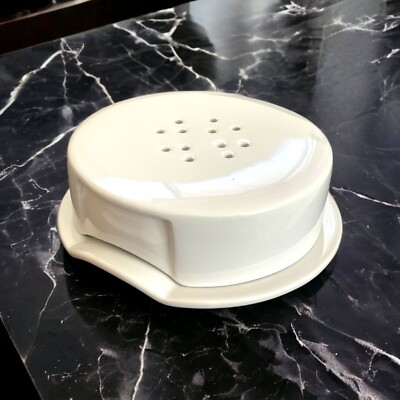 Crate & Barrel Brie Cheese Baking Dish Server Keeper White Stoneware