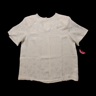 Laura & Jayne Collection White Blouse Silk Short Sleeve Women's Size Medium NWT 