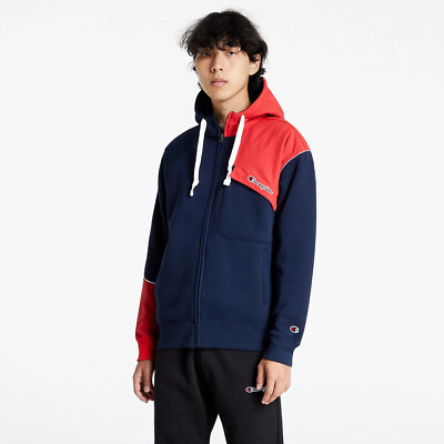 

Champion Full-Zip Hoodie Мужская темно-синяя красная белая спортивная толстовка с капюшоном, Синий