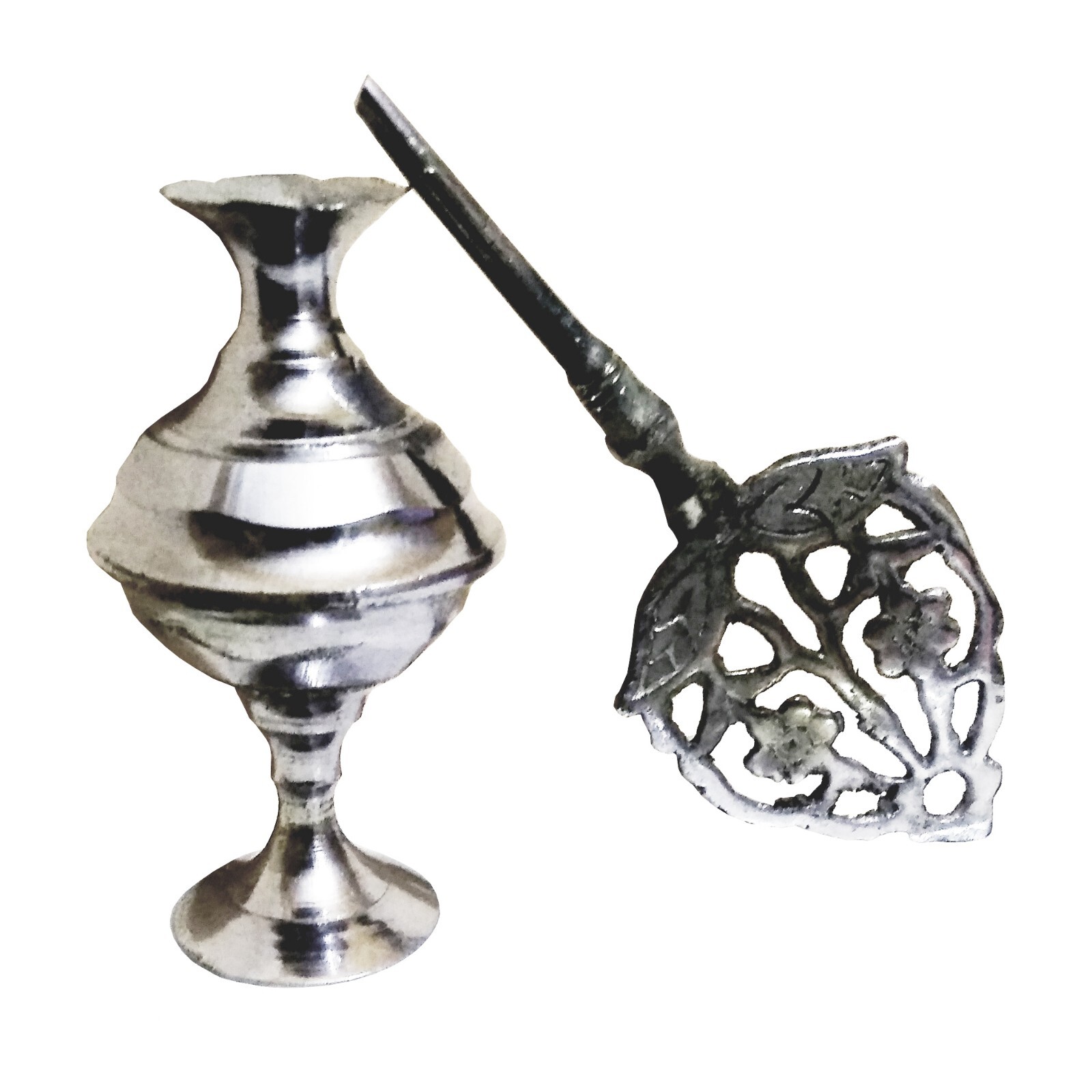 VINTAGE ISLAMIC ARABIC KOHL STICK BRASS BOTTLE JAR EYELINER CONTAINER