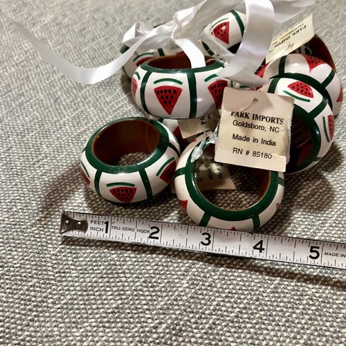 Park Imports Handpainted Wooden Napkin Rings Made In India Watermelon Slices