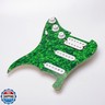 Unxuey 11 Hole Loaded Guitar Pickguard SSH with White Pickup Humbucker Prewired Scratch Plate Set for Fender Stratorcast, 4 Ply Green Pearl,with Guitar Strings and Installation Tool