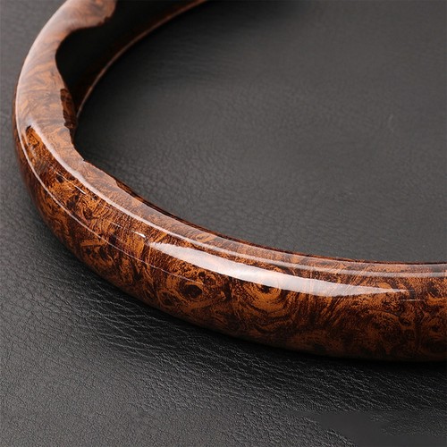 Car Steering Wheel Cover Mahogany Wood Grain Interior Accessories Universal Wrap