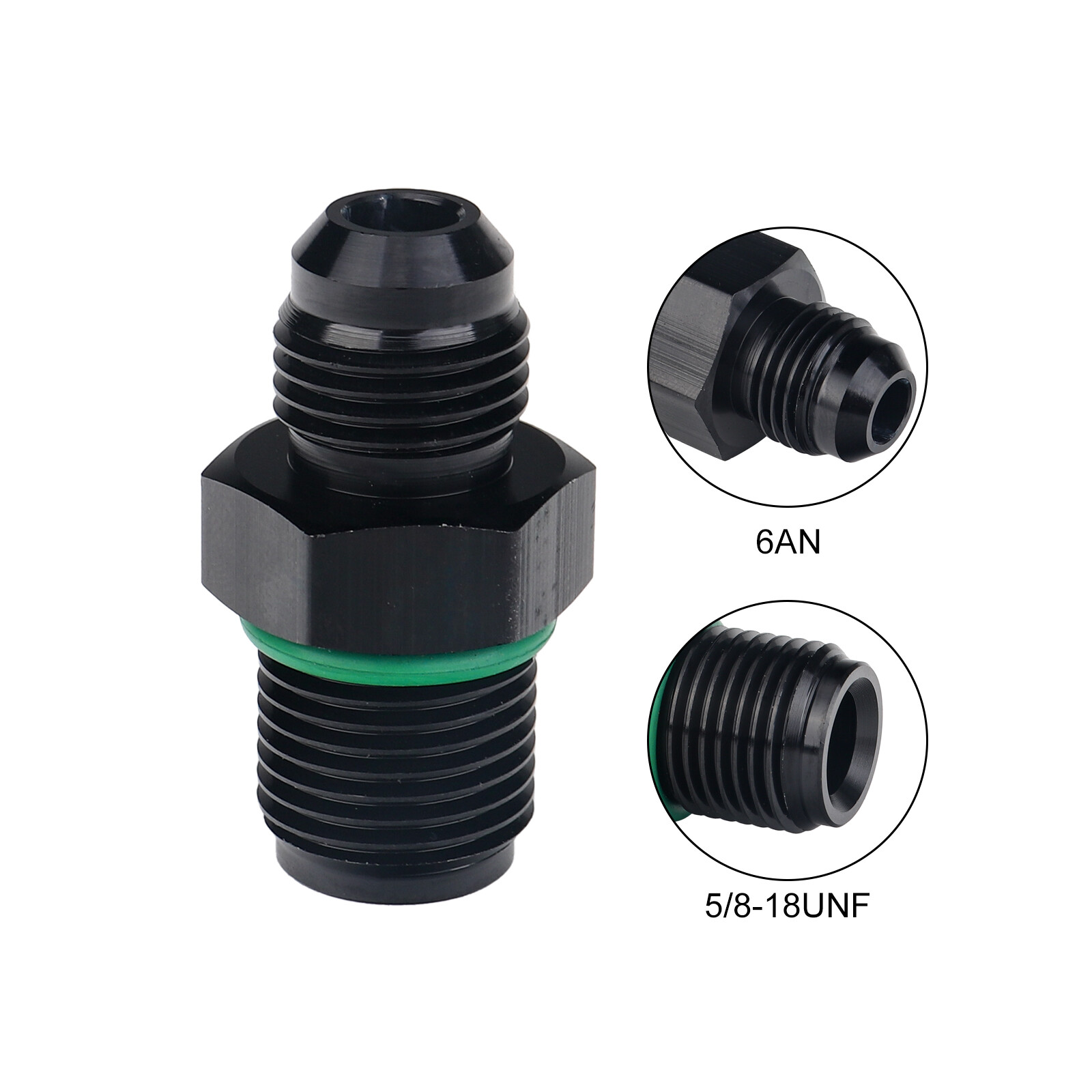 6AN Male to 5/8 x 18 Inverted Flare Thread Adapter Fittings Aluminum Straight