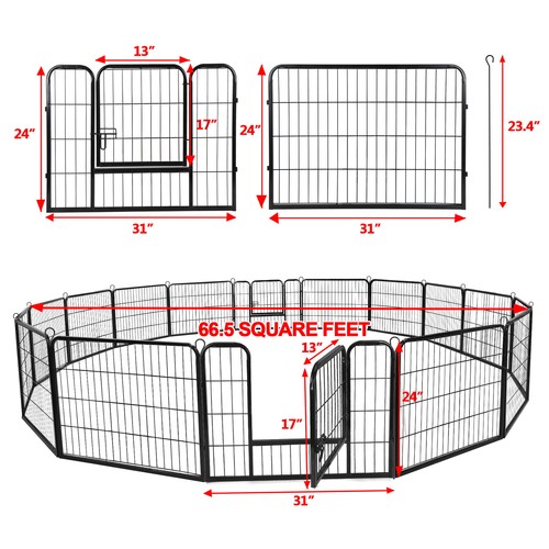16 Panels Dog Pen Pet Playpen Kennel Fence Puppy Exercise Barrier Outdoor Indoor