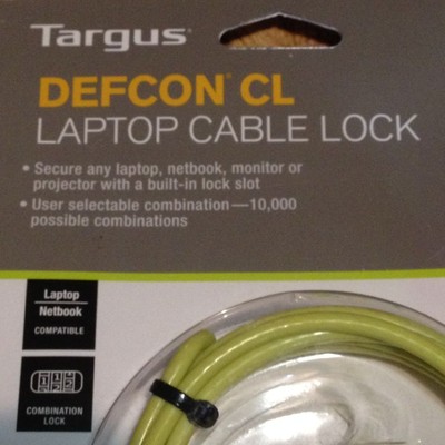 Targus Deflon CL Laptop Cable Lock MODEL # PA410U-GRN  - NO RESERVE