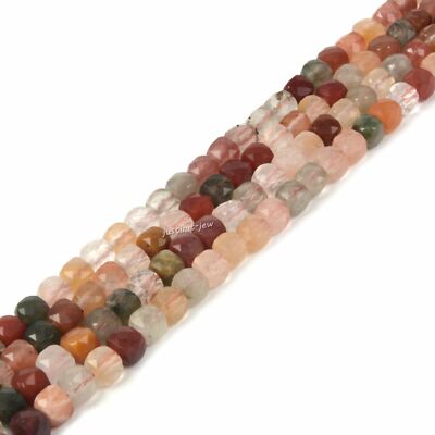 4mm Faceted Gemstone Cube Square Loose Beads DIY Jewelry Making Strand 15.5-16''