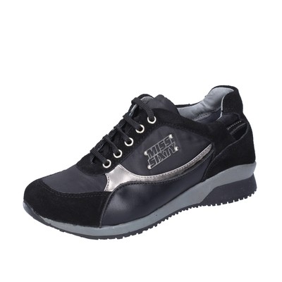 shoes girls MISS SIXTY sneakers black suede textile BK182