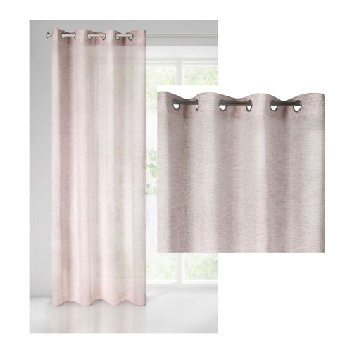 Vorhang Jacquard NELLIS Hochwertig mit Silberfaden ROSE 140X250 Ösen