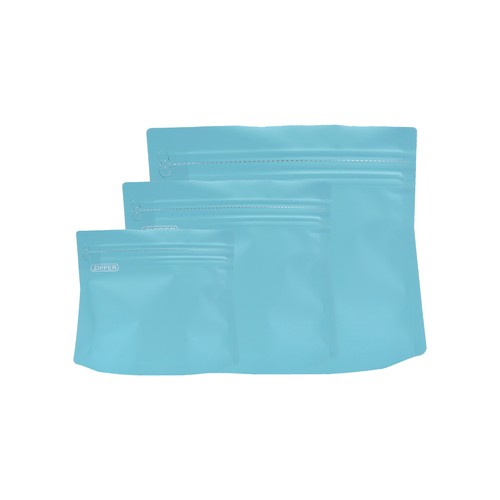 Matte Blue Aluminum Stand Strong™ Coffee Bag with Pull Tab Zipper (25 Bags)