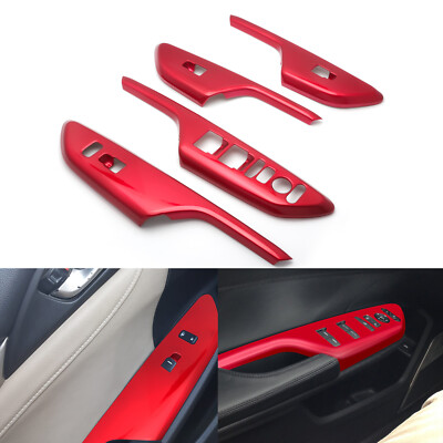 Red Window Door Lift Lock Frame Molding Cover Decor For Civic 10th Gen 2016-2021