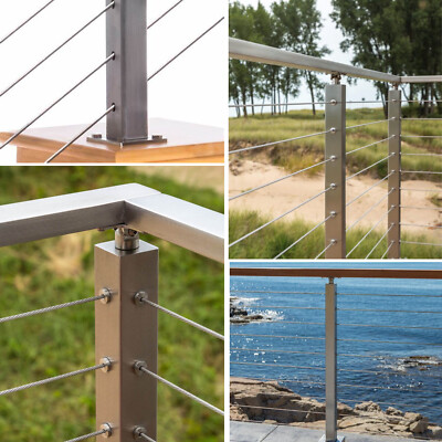 Cable Railing Post Deck Railing Kit 304 Stainless Steel Without hole 36''x2''x2''