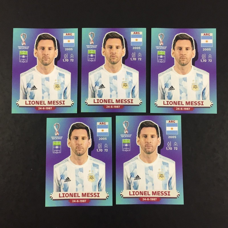 Lionel Messi Lot 5 Sticker Panini World Cup Qatar 2022 / #Arg 20