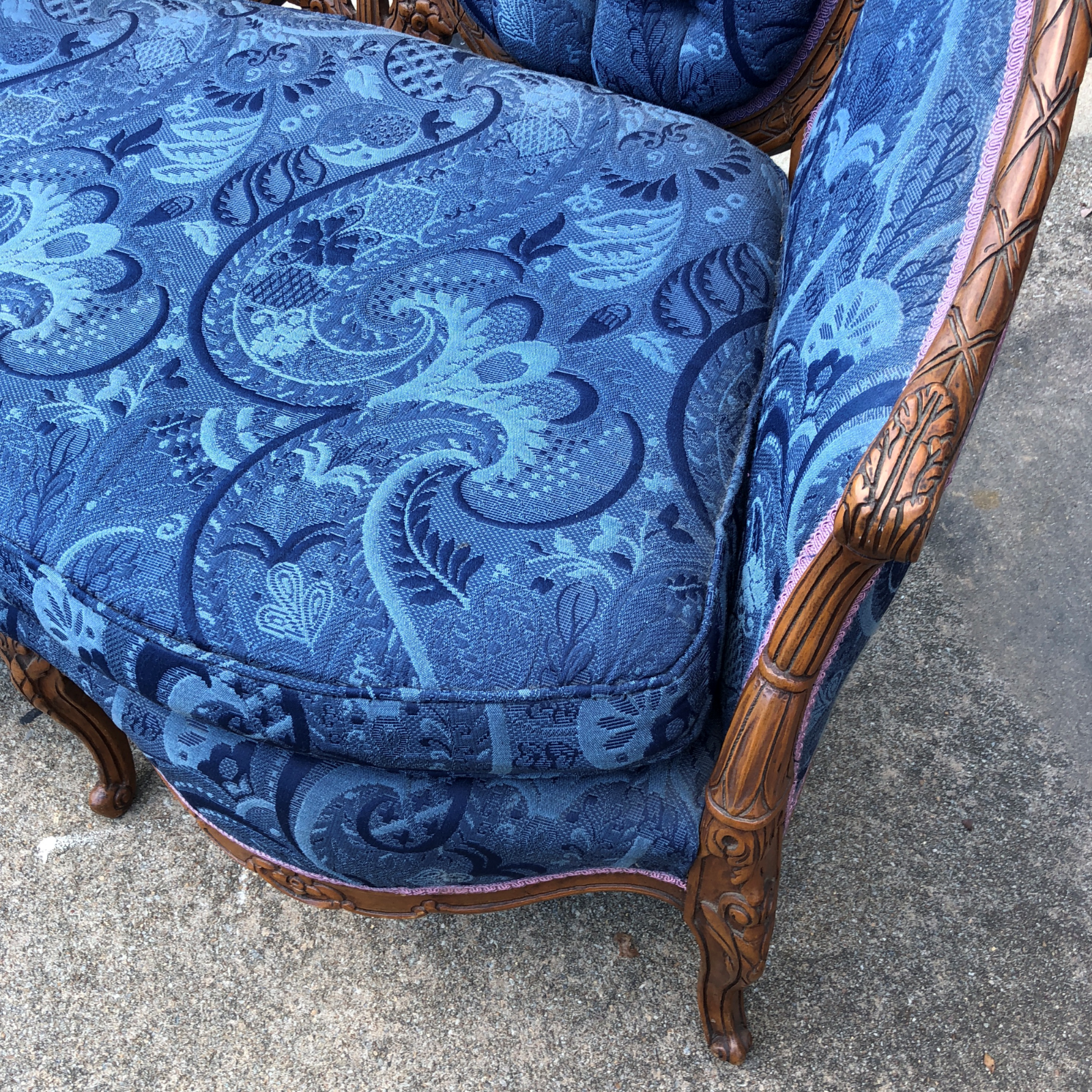 Vintage Hand Carved Wooden Settee 1940's