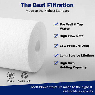 1-12 Pack 10x4.5" 5 Micron Big Blue Sediment Water Filter Whole House Cartridges