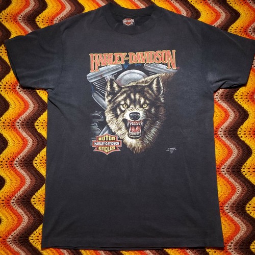 トップス Harley-Davidson 3D dog Truckers Only T 1987 VINTAGE 80s TRUCKERS ONLY 3D EMBLEM T-SHIRT MEN SZ XL