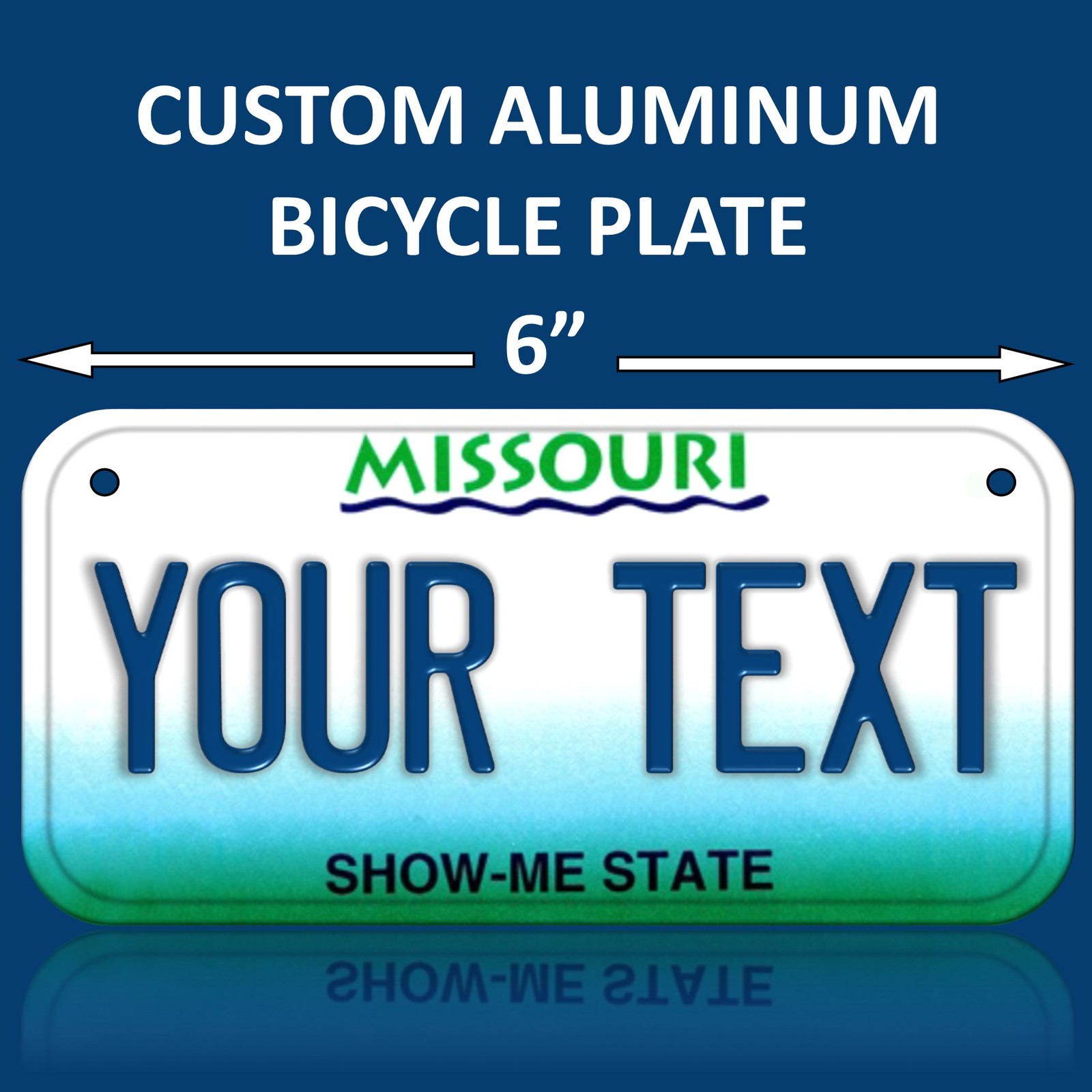 BIKE PLATE CUSTOM BICYCLE MINI STATE LICENSE PLATE Missouri personalized NEW!