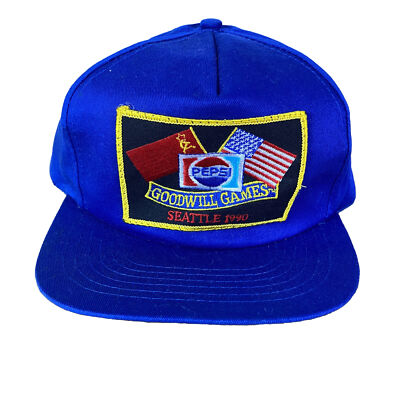 Vintage Pepsi Goodwill Games 1990 Patch Embroidered Seattle Blue Snapback Hat
