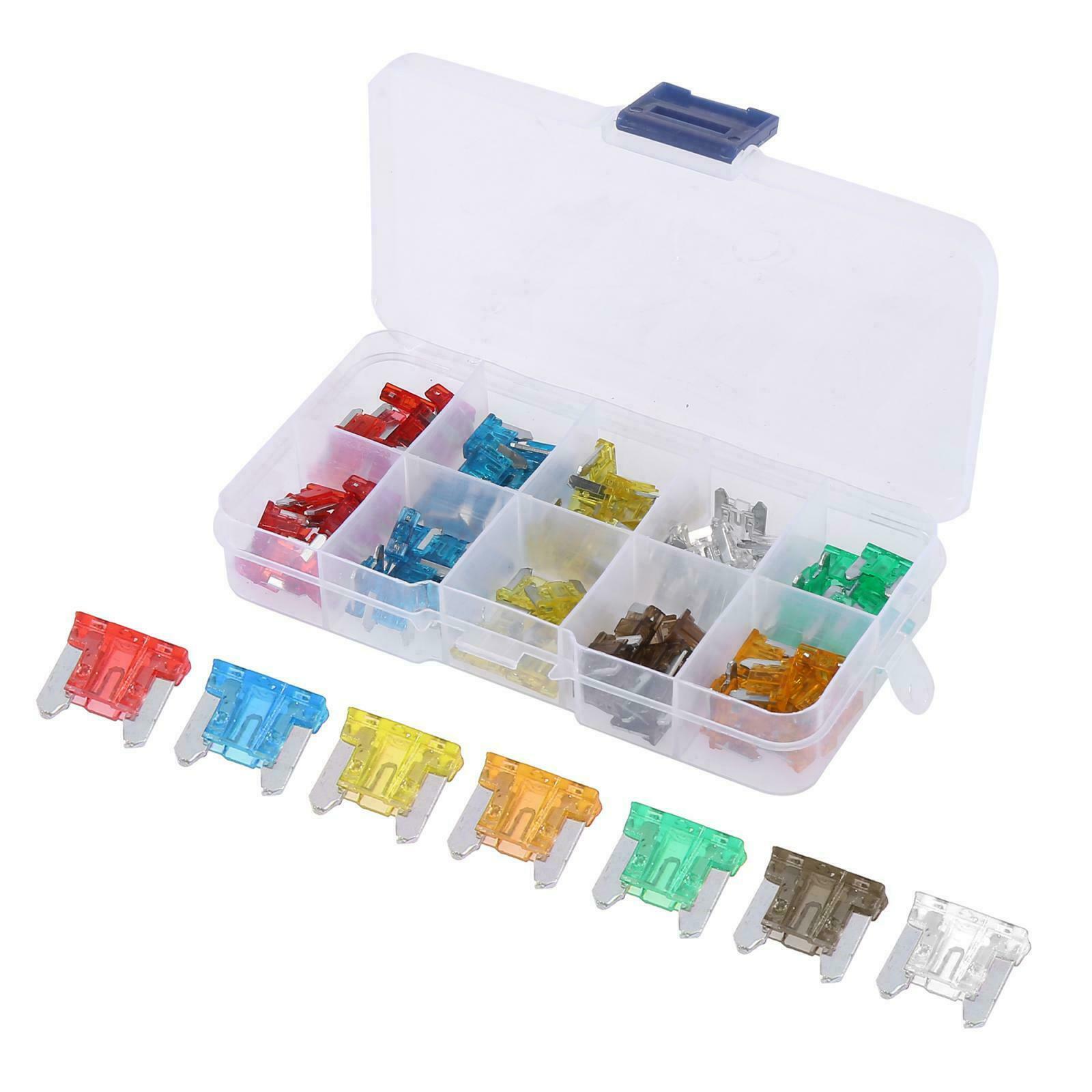 100 Pezzi Fusibili Per Auto Moto Camper Assortiti Da 10A a 30A Confezione awe