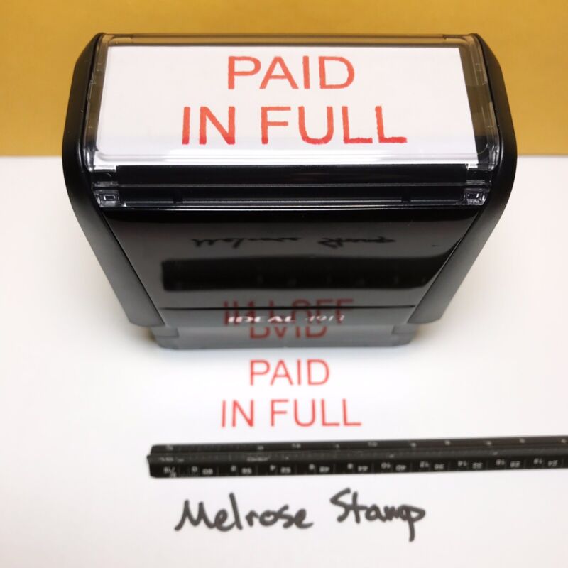 Paid In Full Rubber Stamp Red Ink Self Inking Ideal 4913