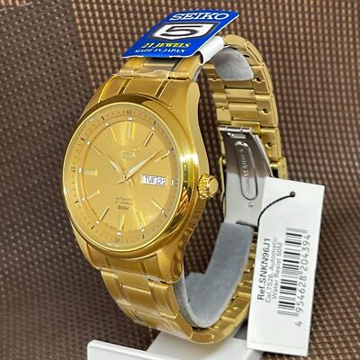 Pre-owned Seiko 5 Snkn96j1 Automatic Gold Tone Made In Japan Analog Men's Casual Watch