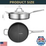 Yeksum Stainless Steel 6 Quarts Saute Pan with lids, Nonsitck 12.5 inch Jumbo Cooker, 3 Layer Deep Frying pan with Stay Cool Handle, Dishwasher and Metal Utensil Safe