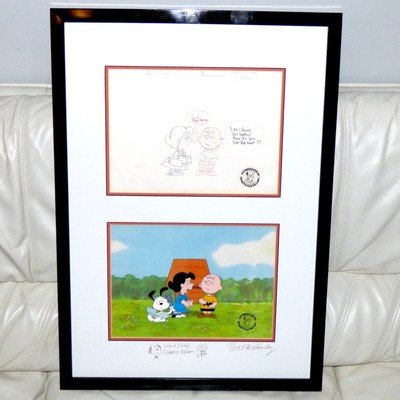 SNOOPY THE MUSIC ORIGINAL PRODUCTION CEL + DRAWING SIGNED BILL MELENDEZ