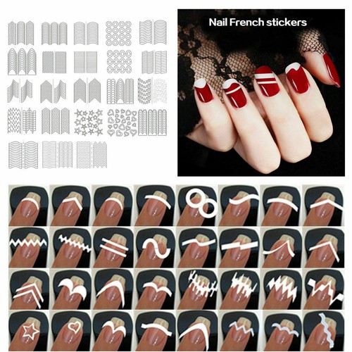 French Tip Guides Aufkleber – 24 Blatt Nagelschablonen Für French Manicure & Nail Art – DIY Nageldesign