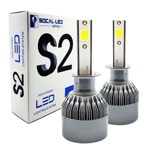 2x S2 H1 COB LED Bulb Headlight Conversion Kit 36W High