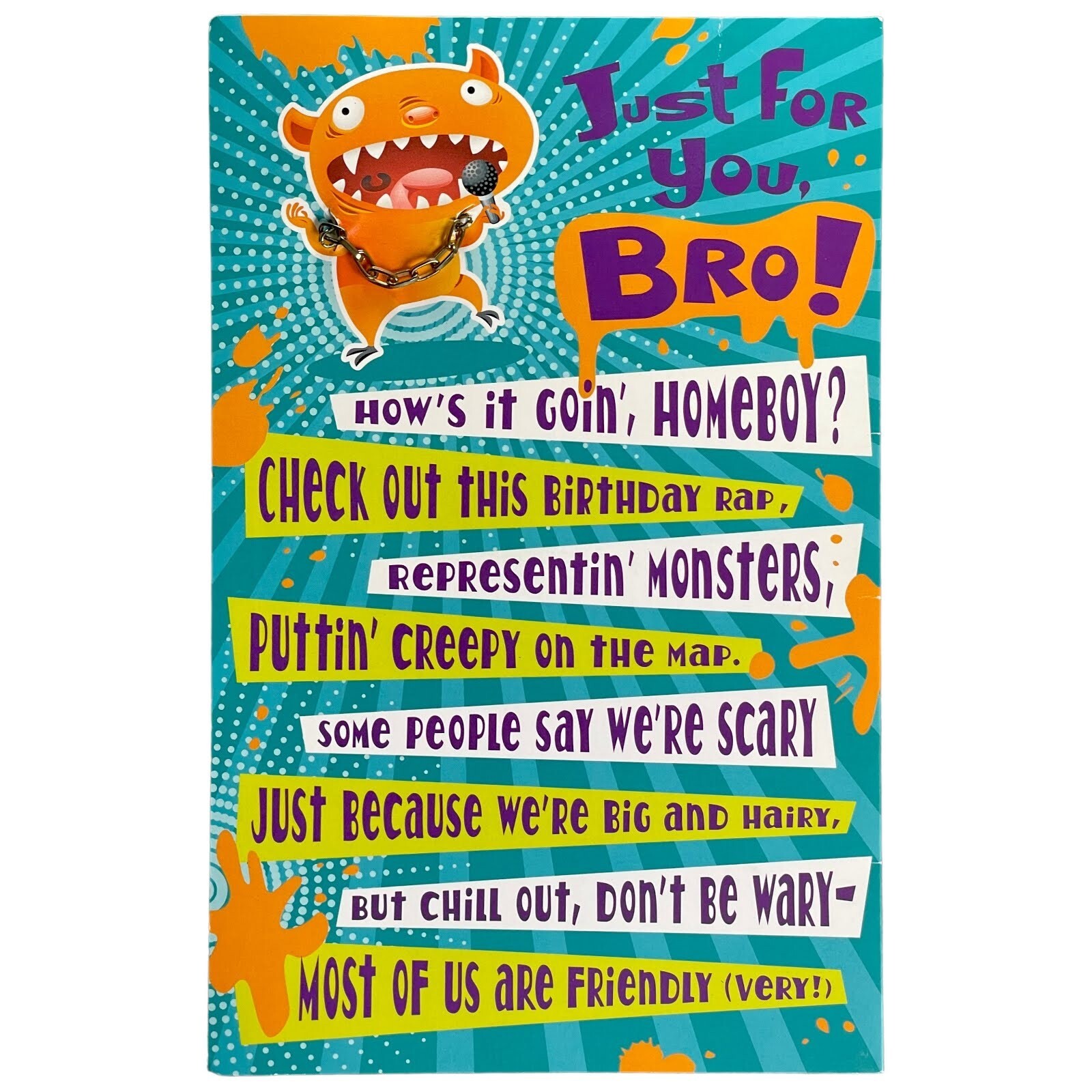 Fun BIRTHDAY Card FOR BROTHER, Monster CHAIN Rap by American Greetings +Envelope | eBay for American Greetings Free Printable Birthday Cards