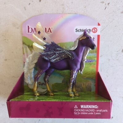 Schleich Bayala Purple Glitter Pegasus Unicorn Stallion Toy Figure 70579
