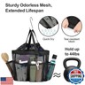 F-color Mesh Shower Caddy Portable with Drawstring - Upgrade Deeper 7 Pockets Dorm Room Essentials for Guys Girls with S Hook, Shower Bag Basket Tote for College Camping Toiletry Bathroom, Black
