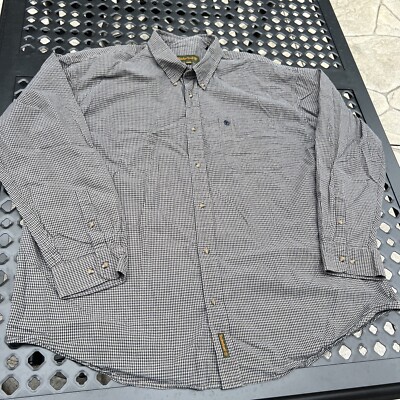 Timberland Men's Large Button Down 3XL Sleeve Gray Plaid Checkered Shirt