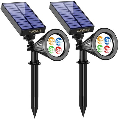2-in-1 Solar Powered 4 Led Adjustable Spotlight Wall Lig...