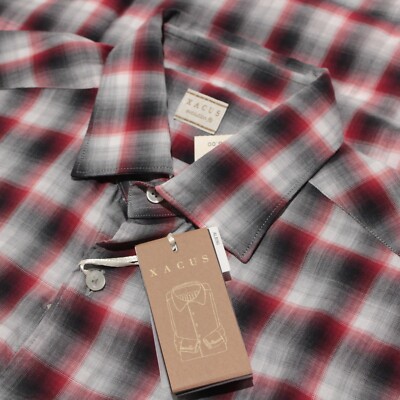 Xacus NWT Casual Button Down Shirt Size 15.75 40 M US In Red With Gray & Black